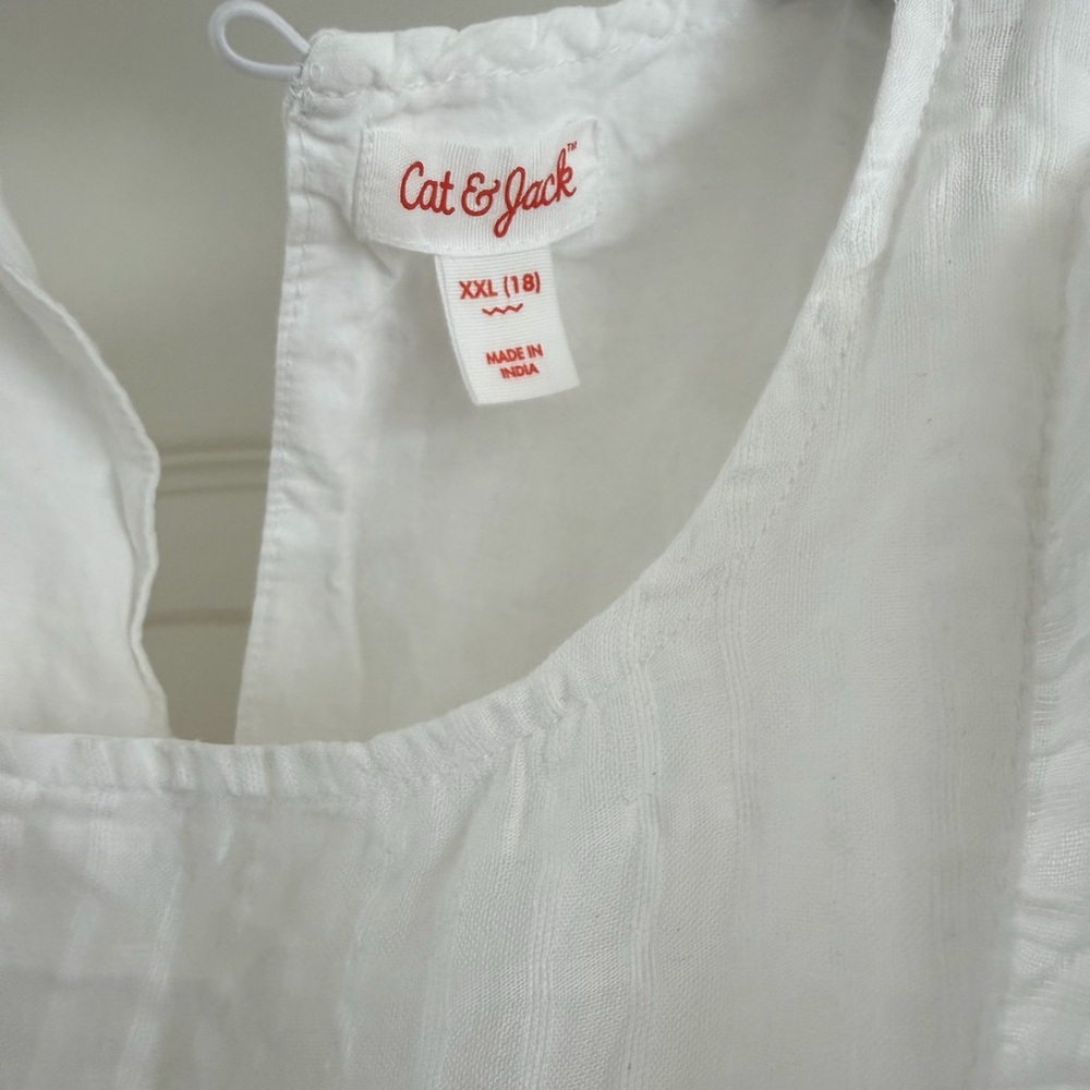 Cat & Jack White Ruffle Windowpane Girls Dress NWT - Picture 2 of 3